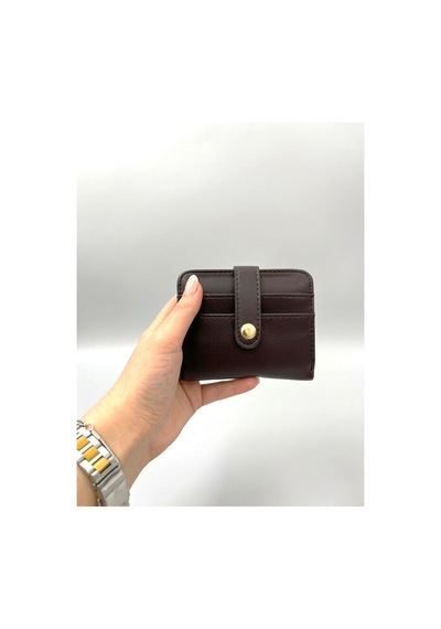 Sanmorris Minimalist Tasarım Çıtçıtlı Kadın Cüzdan Ve Kartlık Acı Kahverengi