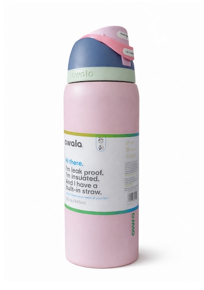 Owala 32 Oz 946 Ml Freesip Çift Katmanlı Paslanmaz Çelik Termos Kilitli Kapak Açık Pembe