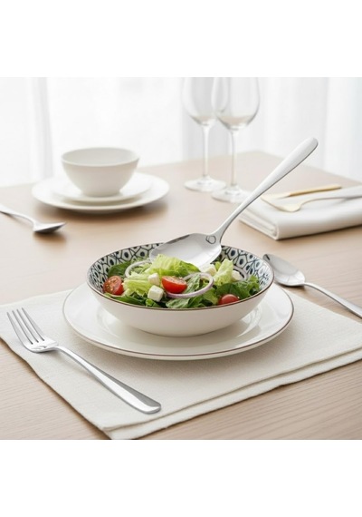 Premium Gümüş Renk Servis Kaşığı 21 Cm Paslanmaz Çelik, Ergonomik Tasarım, Salata Ve Yemek Servis Kaşığ Diğer