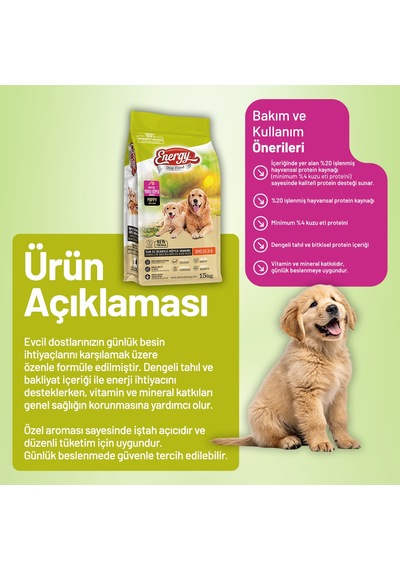 Kuzu Etli Yavru Köpek Maması 15 Kg - 2 Adet