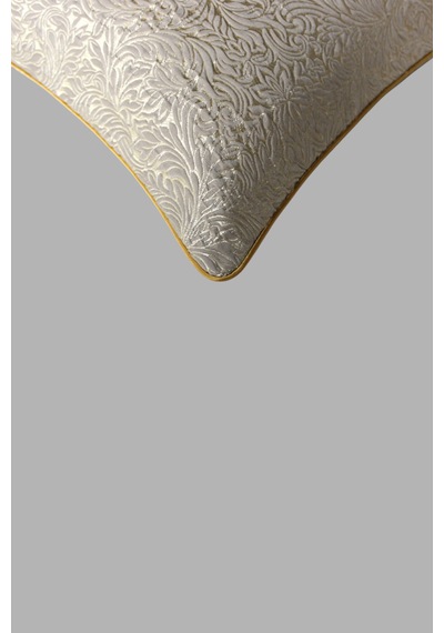 Kırlent Kılıfı Desenli Jakarlı Dokuma Kumaş 2'li 45x45 Ve 35x50 Çift Taraflı Biyeli Vizon