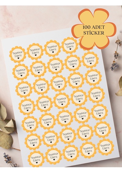 100 Adet Teşekkür Ederiz Stickers Paketleme Kargo Çıkartma Pya0ks