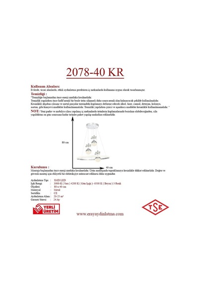Eray Aydınlatma 2078-40 Kr 3 Toplu Led Krom Avize Krom