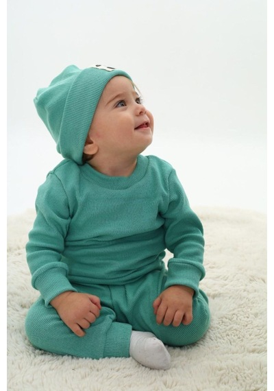 My Kids Wear Fitilli Unisex Bebek - Çocuk Üçlü Takım Koyu Yeşil