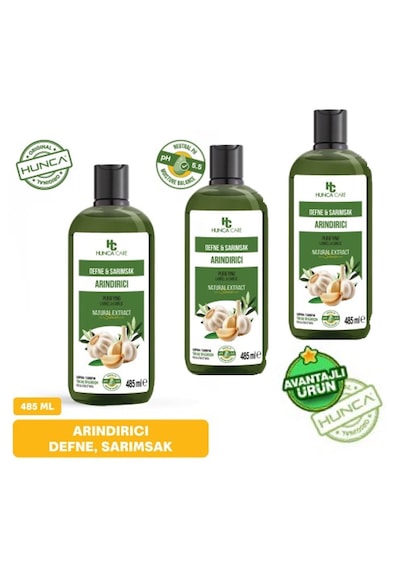 Defne Ve Sarımsaklı Şampuan, Saç Dökülmesine Karşı Yardımcı 485 Ml 3 Lü Set Tüm Saç Tipleri