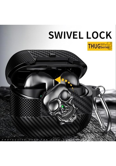 Samsung Galaxy Buds 3 Fe/buds 3 Pro/buds 3 Kılıf Kapak Kafatası Kilitli Ve Anahtarlıklı Erkekler İçin, Komik Karbo Diğer