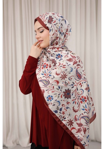 Mimiyum Rüya Desen-soft Şal Bordo Beyaz Çok Renkli