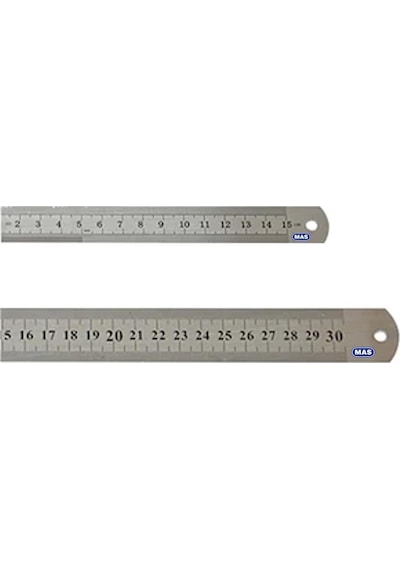 Mas Çelik Cetvel 15 Cm + 30 Cm - 2'li Set