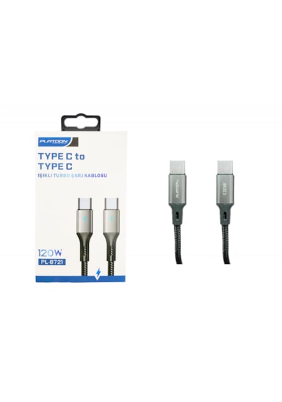 Platoon Pl-8721 Type-c To Type-c Işıklı Turbo Şarj Kablo 120w