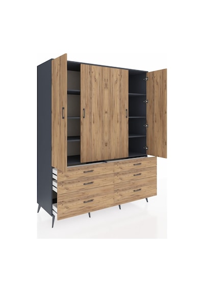Kronos Gardrop 8 Raflı 6 Çekmeceli 4 Kapaklı 176x59x221 Antrasit-çam Çam Kronos Gardrop 8 Raflı 6 Çekmeceli 4 Kapaklı 176x59x221 Antrasit-çam Çam