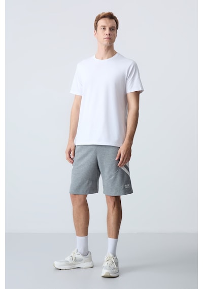 Air Jones Tommy Life Gri Melanj Pamuklu Kalın Yumuşak Dokulu Standart Fit Basic Erkek Şort - 81281 GRI MELANJ