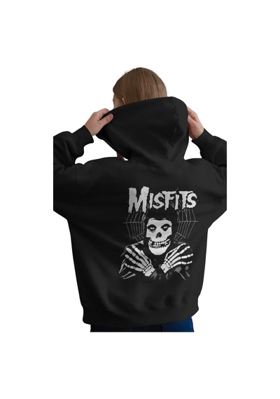 Sevbano Misfits Rock Metal Müzik Grubu Baskılı Unisex Oversize Premium Ka Siyah