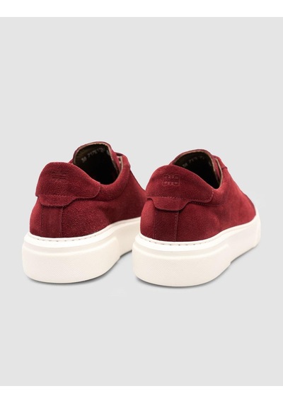 %100 Hakiki Süet Bordo Kürk Astarlı Bağcıklı Sneaker Ayakkabı Bordo