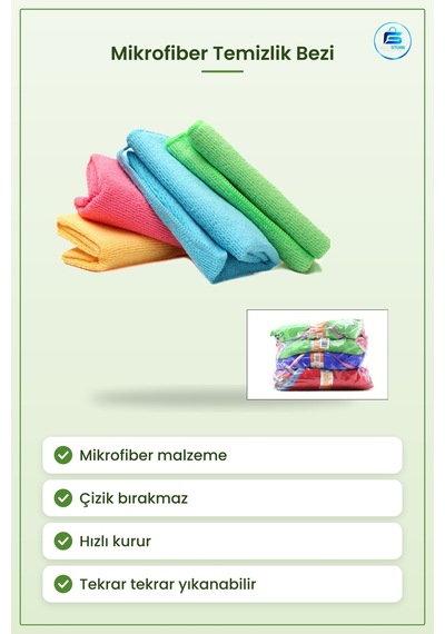 Mikrofiber Temizlik Bezi Çiziksiz Yüksek Emicilik Cam Mutfak Bany Çok Renkli