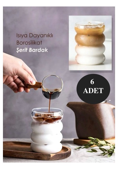 6 Adet Isıya Dayanıklı Bardak Soğuk Kahve Ve Kokteyl Bardağı