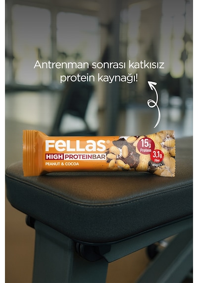 Fellas Yer Fıstığı ve Kakaolu Yüksek Protein Bar 45 Gr x 12 Adet
