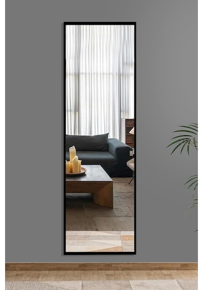 Siyah Düz Dekoratif Boy Duvar Aynası,siyah 40x120 Diğer