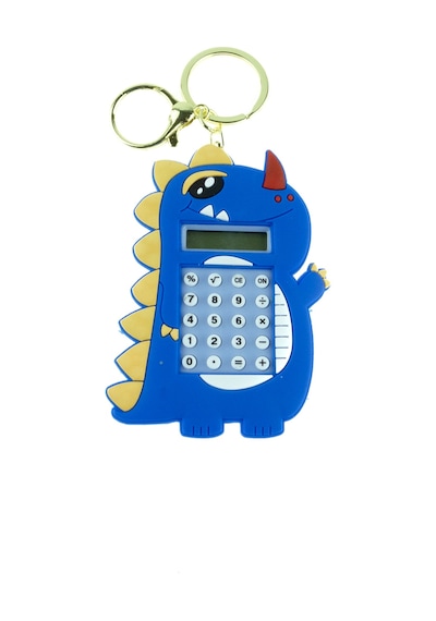 Mini Hesap Makinesi Dino Mini Anahtarlıklı Labirent Oyunlu Mavi