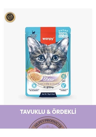 Wanpy Pouch Tavuk-ördek Yaş Yavru Kedi Maması 70gr