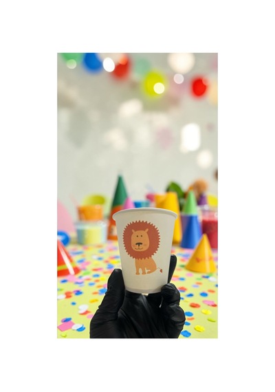 Hayvan-orman-amazon-zoo Doğumgünü Parti Aslan Temalı Tek Kullanımlık 7 Oz 50 Adet Karton Bardak 1