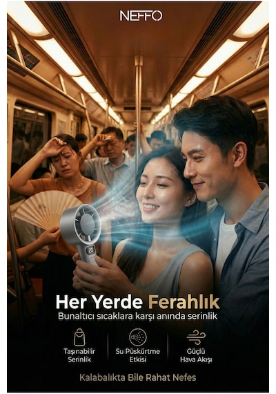 Mini Klima Şarjlı El Fanı Vantilatör 5 Kademeli Hız Serinletici Fan