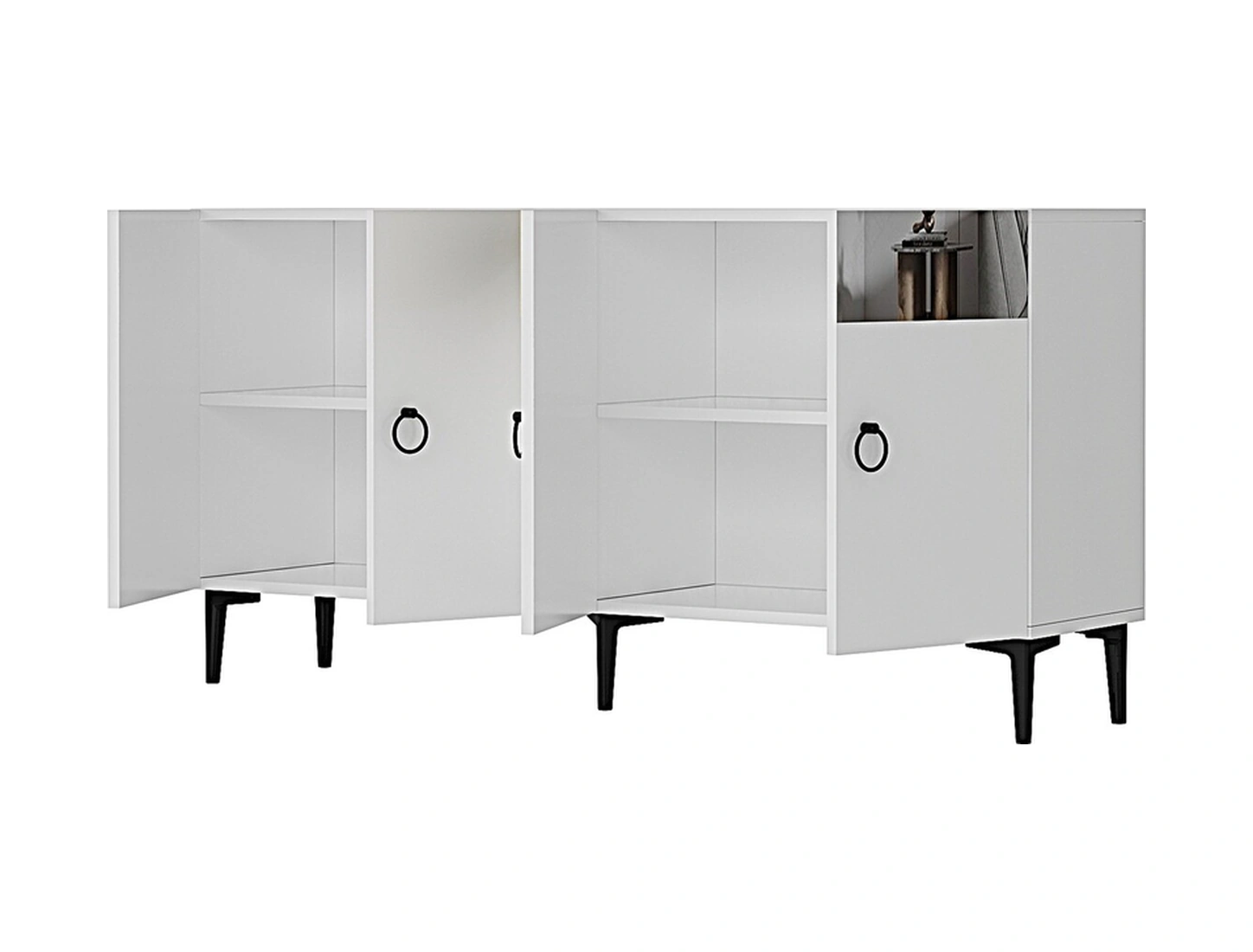 Ka1514bs Gama150 Konsol, Kahve Köşesi, Tv Sehpası Beyaz-sılver 150cm Beyaz