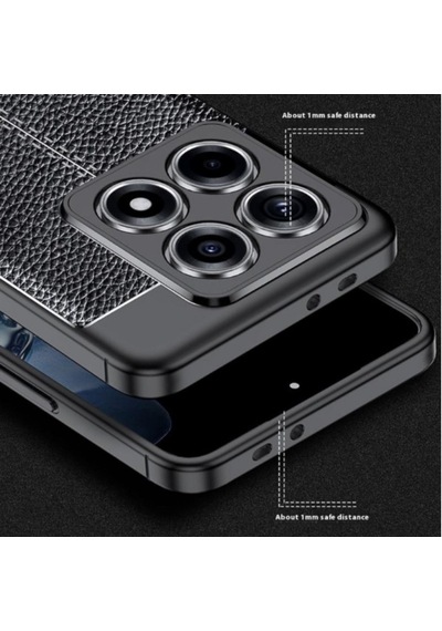 Xiaomi 14T Pro Uyumlu Silikon Kılıf Deri Desenli Kamera Korumalı Darbe Emici Kapak
