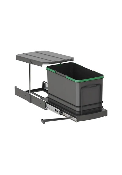 Starax Teleskopik Raylı Plastik Gövde Çöp Kovası Antrasit 16 Litre Modül 40cm S-2573-a