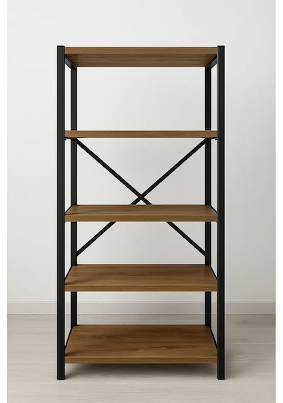 5 Raflı Çok Amaçlı Metal Ve Ahşap Dolap Kitaplık, Mutfak, Kırtasiye Ve Banyo Rafı 60x30x150 Cm Kahverengi 5 Raflı Çok Amaçlı Metal Ve Ahşap Dolap Kitaplık, Mutfak, Kırtasiye Ve Banyo Rafı 60x30x150 Cm Kahverengi