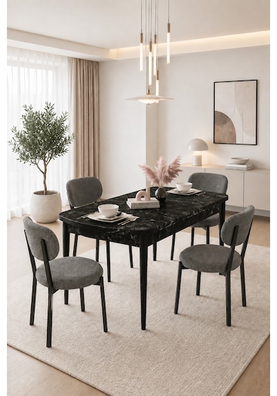 Renlife Açılır Yemek Masası Ve Sandalye Seti Metal Ayaklı 4 Sandalye + 80x130 Masa Bendir Bendir Antrasit Renlife Açılır Yemek Masası Ve Sandalye Seti Metal Ayaklı 4 Sandalye + 80x130 Masa Bendir Bendir Antrasit