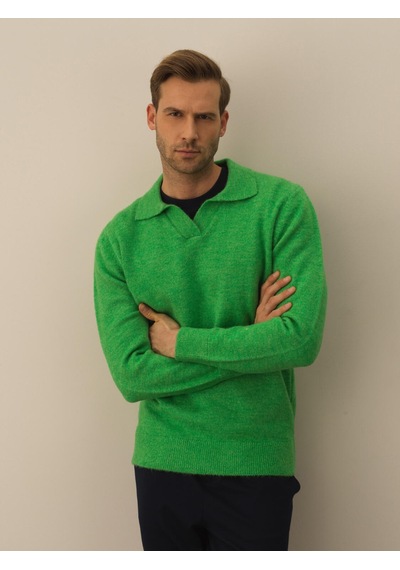 Xint Yeşil Regular Fit Polo Yaka Kazak 801735