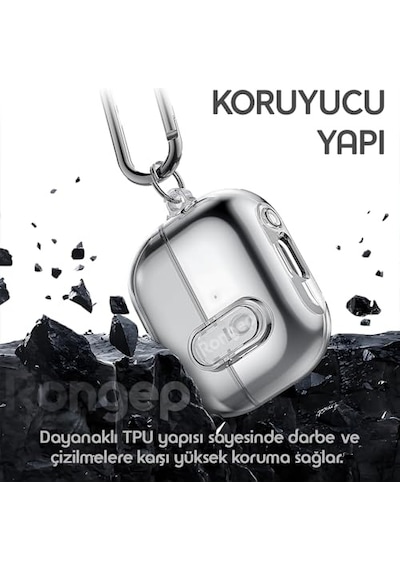Samsung Galaxy Buds 3 Pro Ve Buds 3 İçin Güvenlik Kilit Tasarımlı Şeffaf Kulaklık Kılıfı Darbeye Çizilmeye Ve