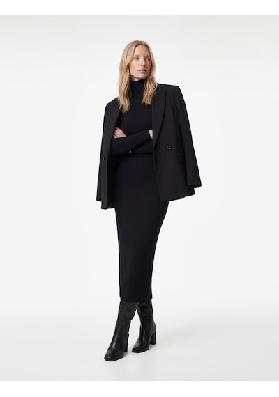 Koton Dar Kalıp Midi Boy Kolsuz Dik Yaka Kalem Bodycon Elbise Siyah 6wak80009uk