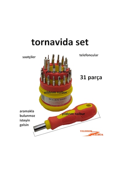 Saatçi Tornavida Set 31 Parça Telefoncu Tornavida Takımı İnce Tor