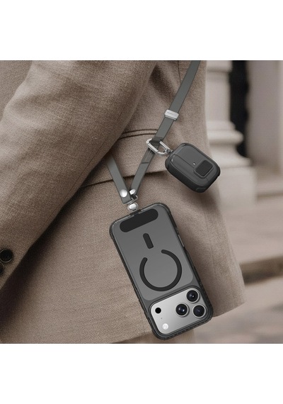 Amazingthing Titan Serisi Ayarlanabilir Manyetik Tasarımlı Telefon Ve Apple Uyumlu AirPods Boyun Askı İpi Siyah Siyah