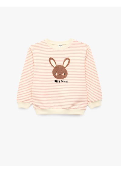 Koton Uzun Kollu Bisiklet Yaka Tavşan Nakış Detaylı Şardonlu Çizgili Sweatshirt Ekru Çizgili 7wmg10026ak Koton Uzun Kollu Bisiklet Yaka Tavşan Nakış Detaylı Şardonlu Çizgili Sweatshirt Ekru Çizgili 7wmg10026ak