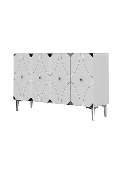 Ka1297bs Alfa Konsol Ve Tv Sehpası Beyaz-silver 120cm Beyaz-gold