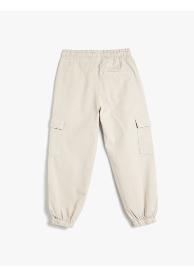 Koton Beli Bağcıklı Kapaklı Cep Detaylı Pamuklu Jogger Pantolon Taş 5skb40018td Taş