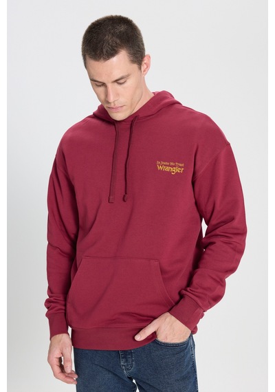 Wrangler Relaxed Fit Geniş Kesim Kapüşonlu %100 Pamuk Bordo Sweatshirt Wine
