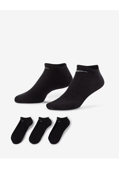 Nike Sx7673-010 Everyday Cushioned No-show Antrenman Çorapları 3 Çift Sıyah