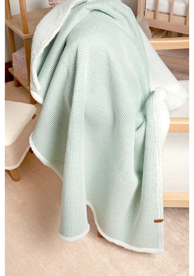 Pouf Bebek Çocuk Battaniyesi 80x100 cm Koyun Tüyü Battaniye Alize Yeşil