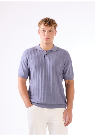 Dufy İndigo Fitilli Erkek Triko - Slim Fit Indigo
