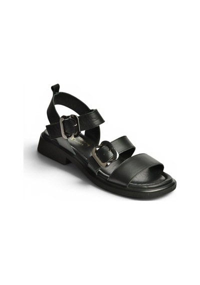 Fox Shoes Y291594203 Siyah Hakiki Deri Sandalet