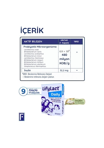 Lifylact Daily Probiyotik+Prebiyotik 2 x 30 Kapsül