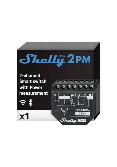 Plus 2pm Gen3 Wi-fi Ve Bluetooth 2 Kanallı Akıllı Röle Şalteri Elektrik Tüketimi Ölçümlü Panjur Şalteri