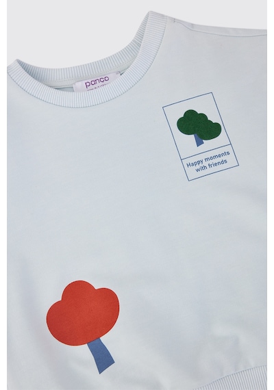 Panço Erkek Bebek Bisiklet Yaka Açık Mavi Sweatshirt