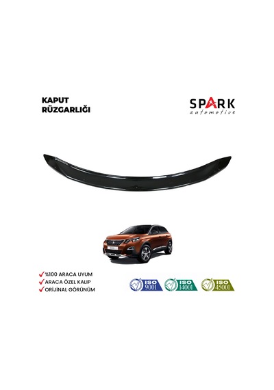 Peugeot 3008 2017 Yılı Ve Sonrası Ön Kaput Rüzgarlık 3mm Siyah