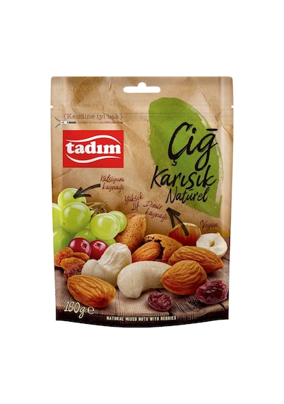 Tadım Naturel Çiğ Karışık Kuruyemiş 180g - Badem, Fındık, Kaju, Cranberry 3'li Ekonomik Paket - Tarı 80 G