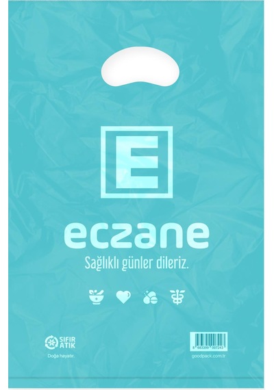 Bloklu Elgeçme Turkuaz Eczane Poşeti 17 x 26 CM - 800 Adet