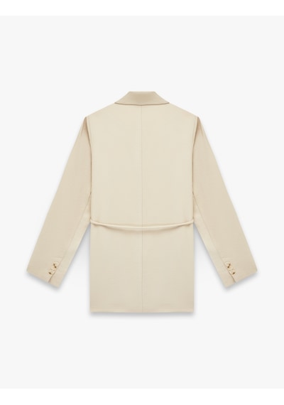 Koton Viskon Kumaş Uzun Kollu Düğmeli Beli Bağcıklı Blazer Ceket Bej 6sak50025pw Ekru